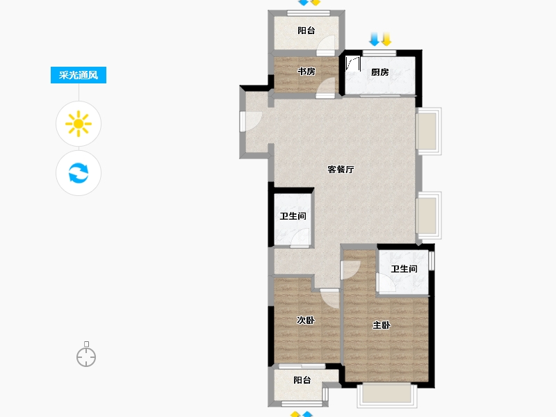 江苏省-苏州市-兰亭都荟-88.00-户型库-采光通风