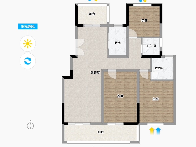 安徽省-宿州市-万像皇家公馆-117.12-户型库-采光通风