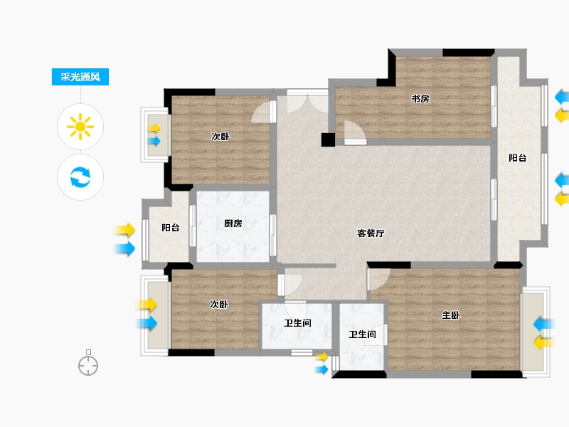 重庆-重庆市-樾千山-126.00-户型库-采光通风