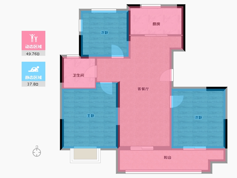 安徽省-合肥市-华盛和睦府-78.00-户型库-动静分区