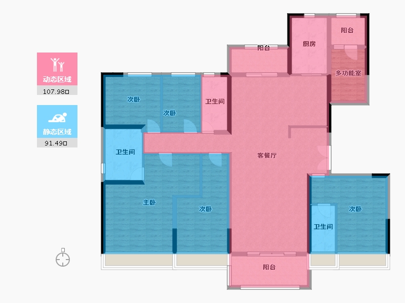 陕西省-渭南市-碧桂园·翡翠华府-180.00-户型库-动静分区