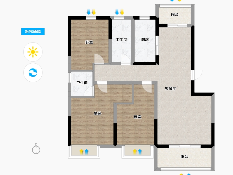 河南省-驻马店市-豫丰置业湖珀蓝岸项目-110.00-户型库-采光通风