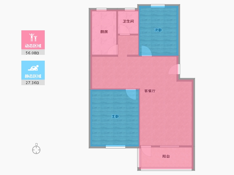 陕西省-西安市-民洁小区-84.36-户型库-动静分区