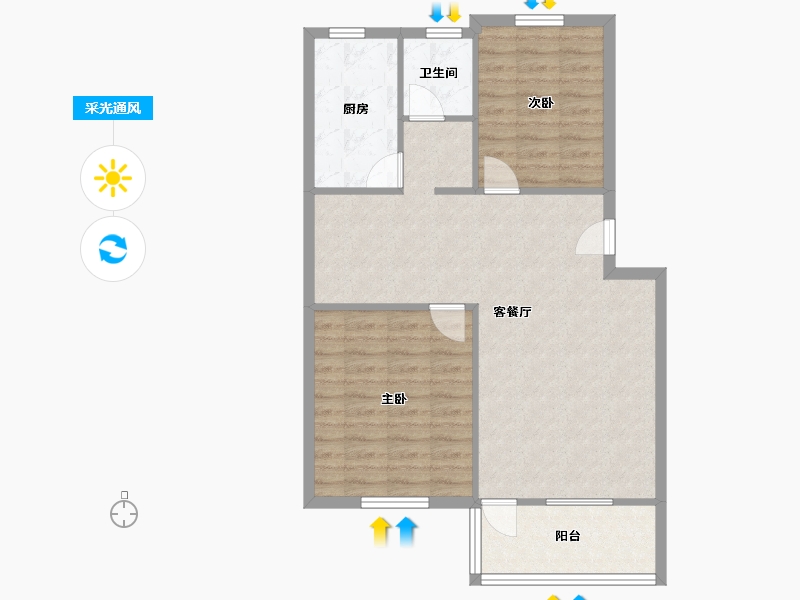 陕西省-西安市-民洁小区-84.36-户型库-采光通风