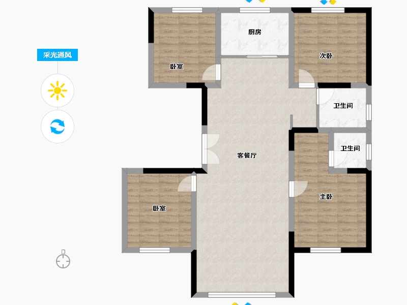 新疆维吾尔自治区-克拉玛依市-鼎升嘉园-130.00-户型库-采光通风