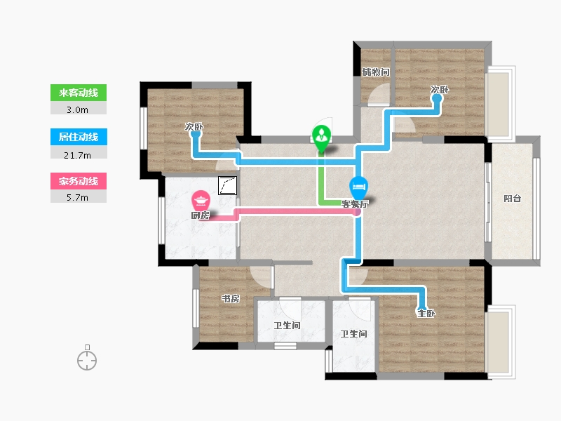 江苏省-无锡市-逸湾嘉苑-105.00-户型库-动静线