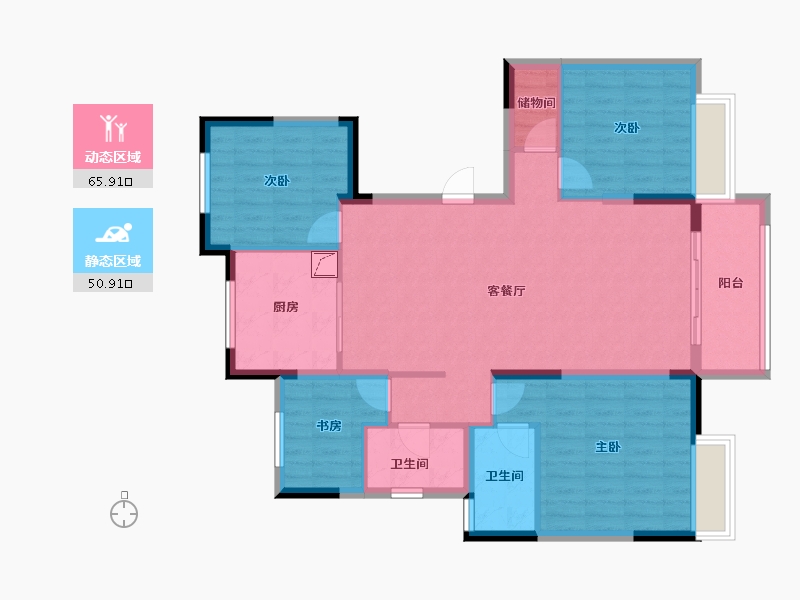 江苏省-无锡市-逸湾嘉苑-105.00-户型库-动静分区