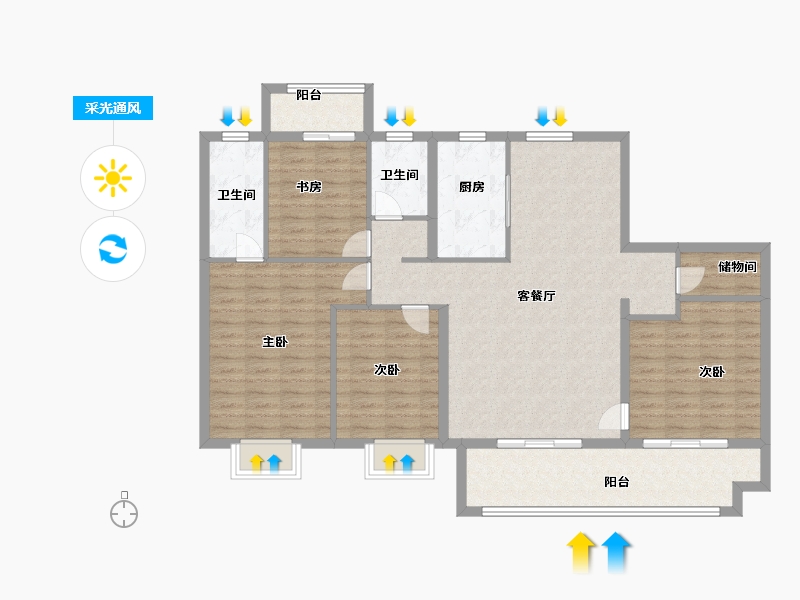 江苏省-南通市-阳光城西欧文澜府-121.00-户型库-采光通风