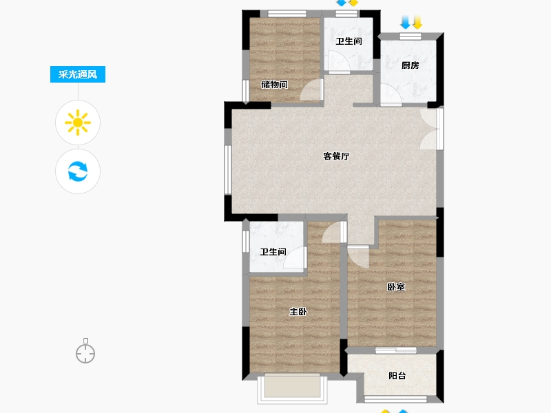 浙江省-金华市-陈宅佳苑-80.00-户型库-采光通风