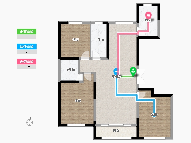 内蒙古自治区-呼和浩特市-金融世家-109.00-户型库-动静线