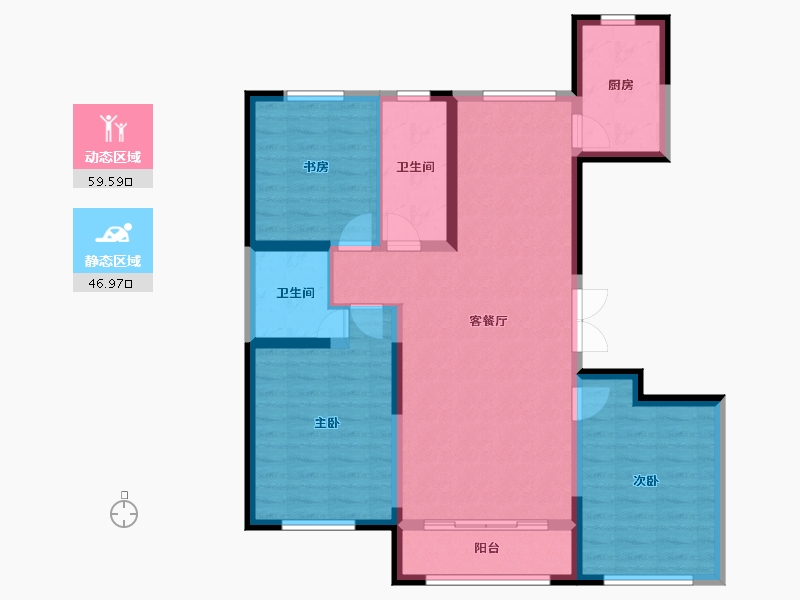 内蒙古自治区-呼和浩特市-金融世家-109.00-户型库-动静分区