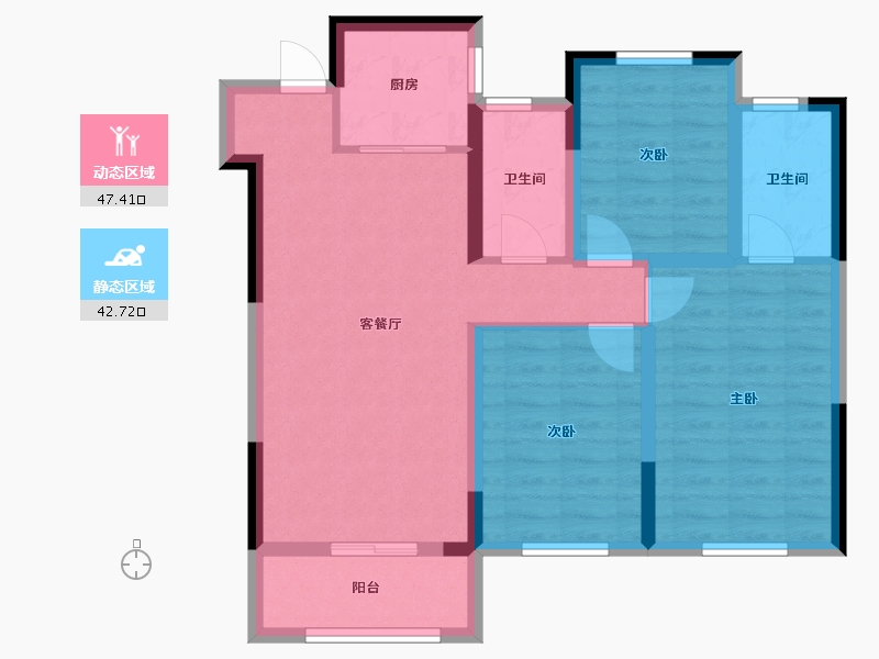 河南省-郑州市-融创城-90.33-户型库-动静分区