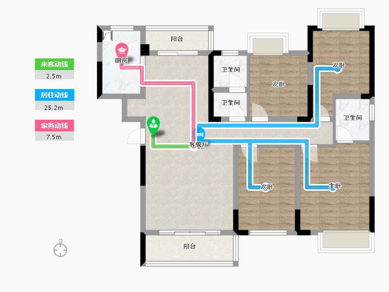 湖南省-娄底市-珠山府-125.00-户型库-动静线