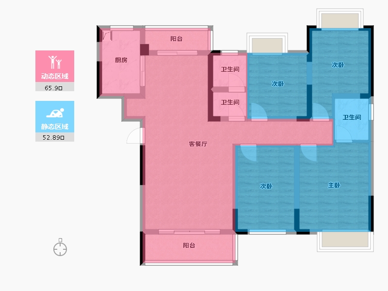 湖南省-娄底市-珠山府-125.00-户型库-动静分区