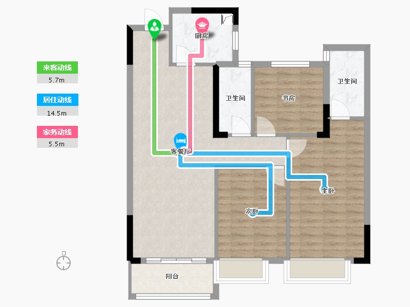 湖北省-武汉市-龙樾上城-94.48-户型库-动静线