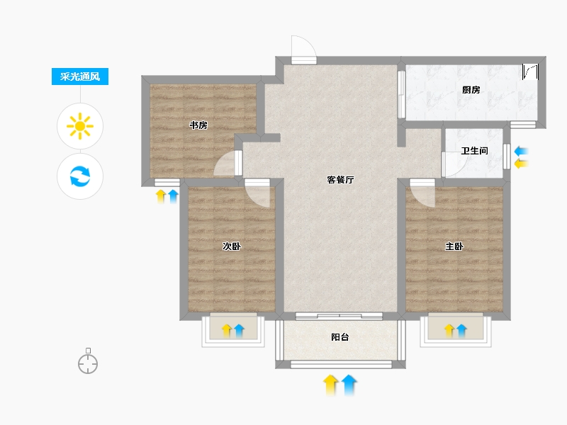 山西省-运城市-逸景花城-96.00-户型库-采光通风