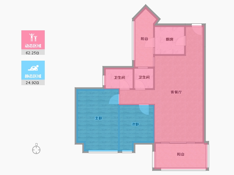 重庆-重庆市-雍江苑-75.00-户型库-动静分区