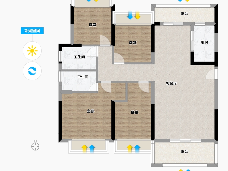 广东省-梅州市-邻里L区-101.00-户型库-采光通风