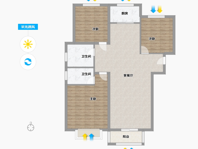 河北省-廊坊市-世纪花园-110.00-户型库-采光通风