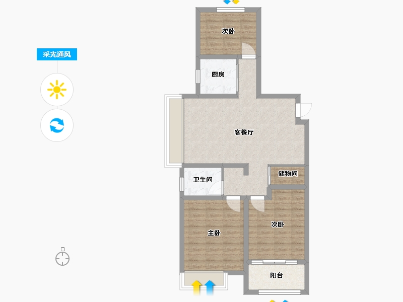 江苏省-盐城市-灌东雅苑-100.00-户型库-采光通风