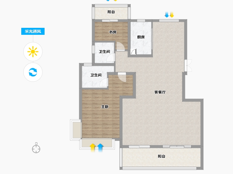 安徽省-合肥市-琥珀东华府-123.00-户型库-采光通风