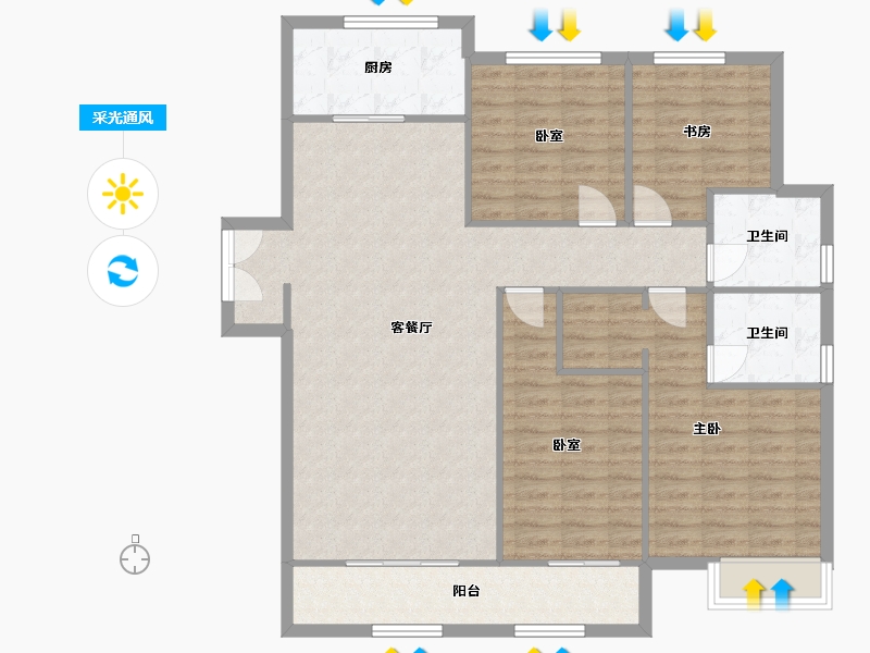 安徽省-合肥市-金隅大成郡-119.74-户型库-采光通风