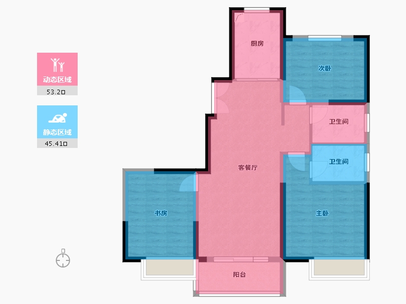 河南省-鹤壁市-朝歌里人文小镇A区-88.00-户型库-动静分区