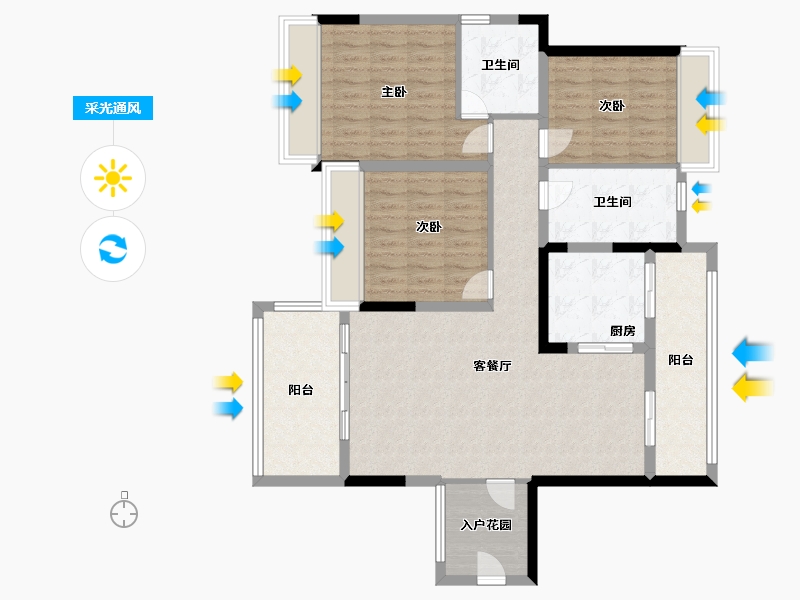 四川省-宜宾市-翡翠城-110.00-户型库-采光通风