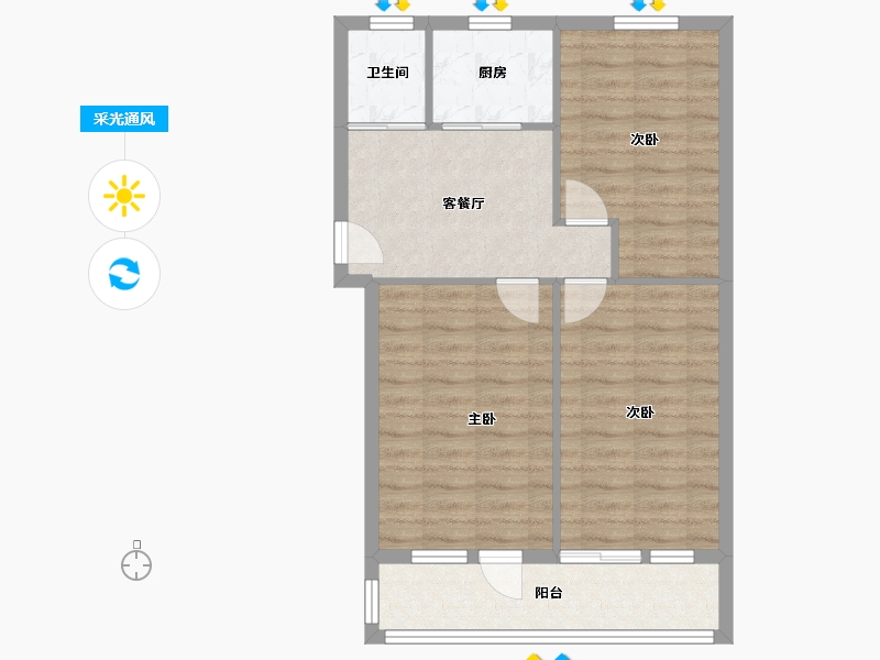 北京-北京市-育慧里二区-58.00-户型库-采光通风