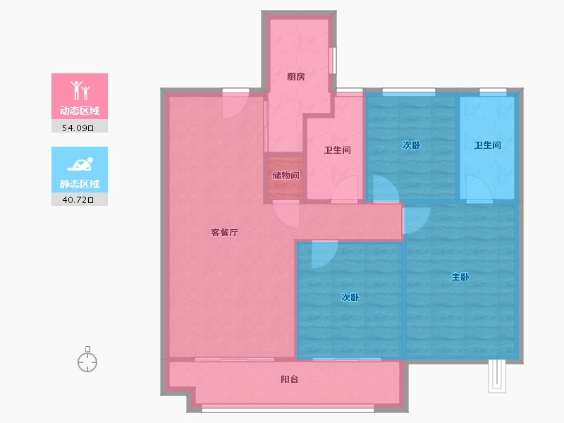 湖北省-武汉市-保利新武昌-84.90-户型库-动静分区