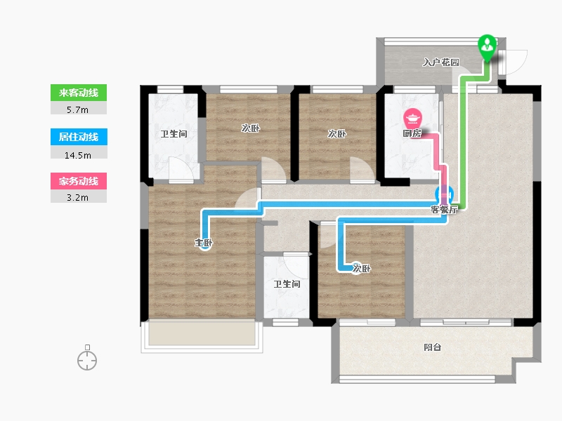 安徽省-亳州市-九铭云府-124.00-户型库-动静线