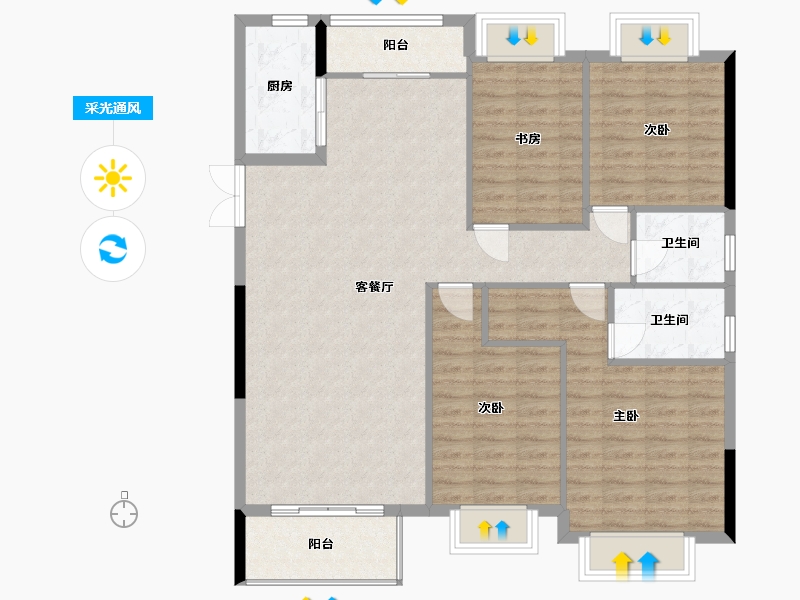 广西壮族自治区-北海市-公园1号-98.00-户型库-采光通风