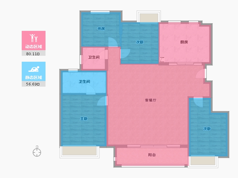 江苏省-苏州市-万科公园大道-125.00-户型库-动静分区