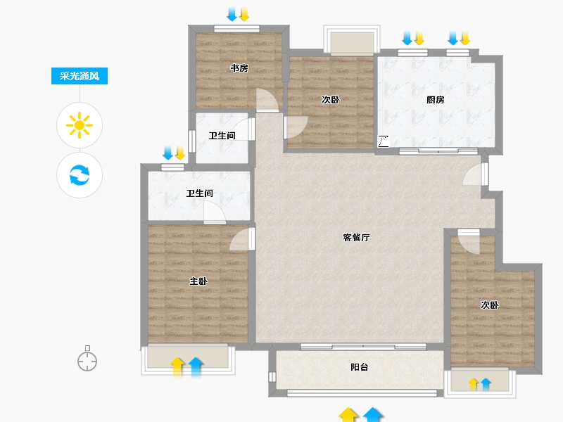 江苏省-苏州市-万科公园大道-125.00-户型库-采光通风