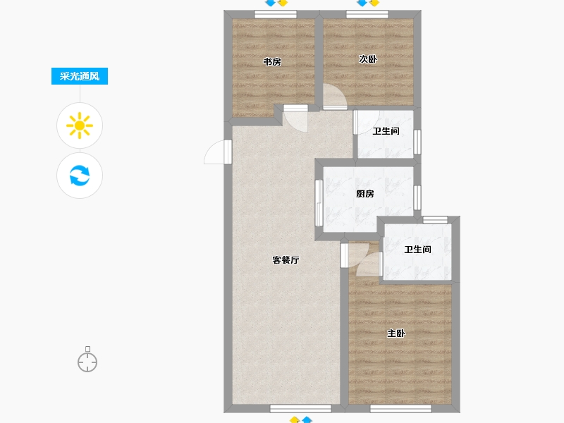 浙江省-杭州市-滨湖天地-93.50-户型库-采光通风