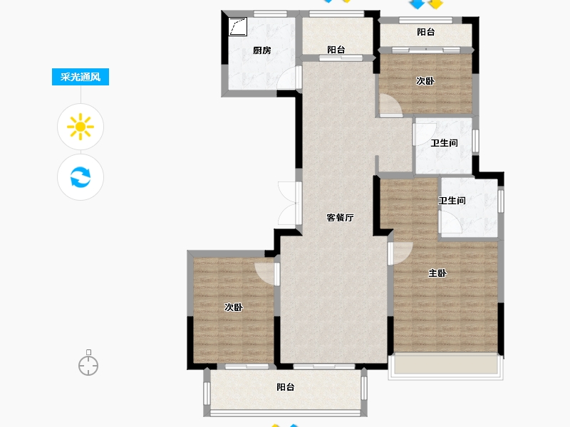 安徽省-宿州市-玫瑰园-127.50-户型库-采光通风