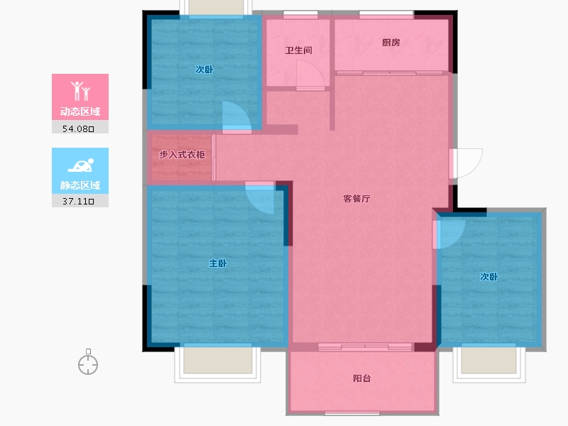 江苏省-盐城市-西城沁园-82.00-户型库-动静分区