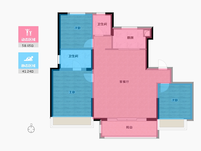 宁夏回族自治区-银川市-万科翡翠公园-129.00-户型库-动静分区