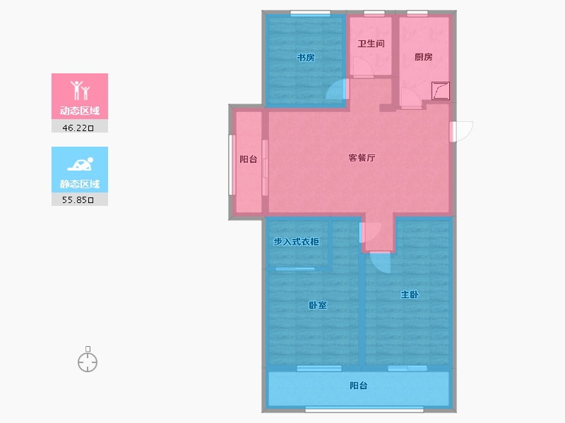 安徽省-淮北市-中胡明月书雅苑-90.00-户型库-动静分区