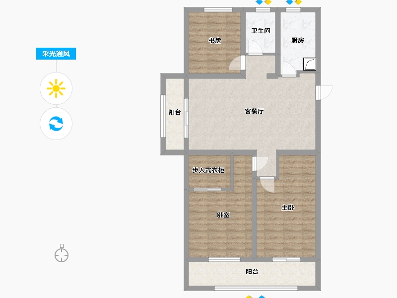 安徽省-淮北市-中胡明月书雅苑-90.00-户型库-采光通风