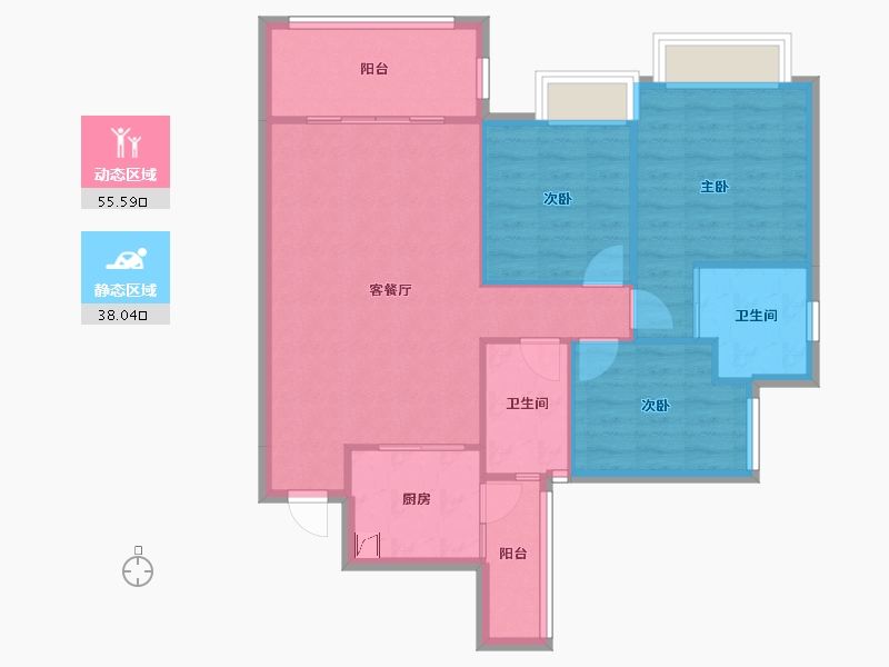 四川省-成都市-天府国际凤凰城-103.00-户型库-动静分区