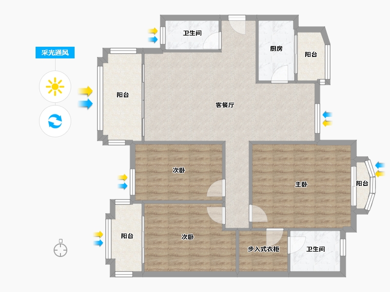 广东省-广州市-星河湾-108.80-户型库-采光通风