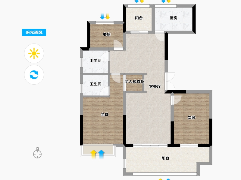 安徽省-六安市-振兴文禾赋-125.00-户型库-采光通风