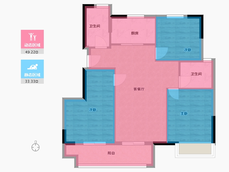 浙江省-嘉兴市-万科潮起云山-80.00-户型库-动静分区