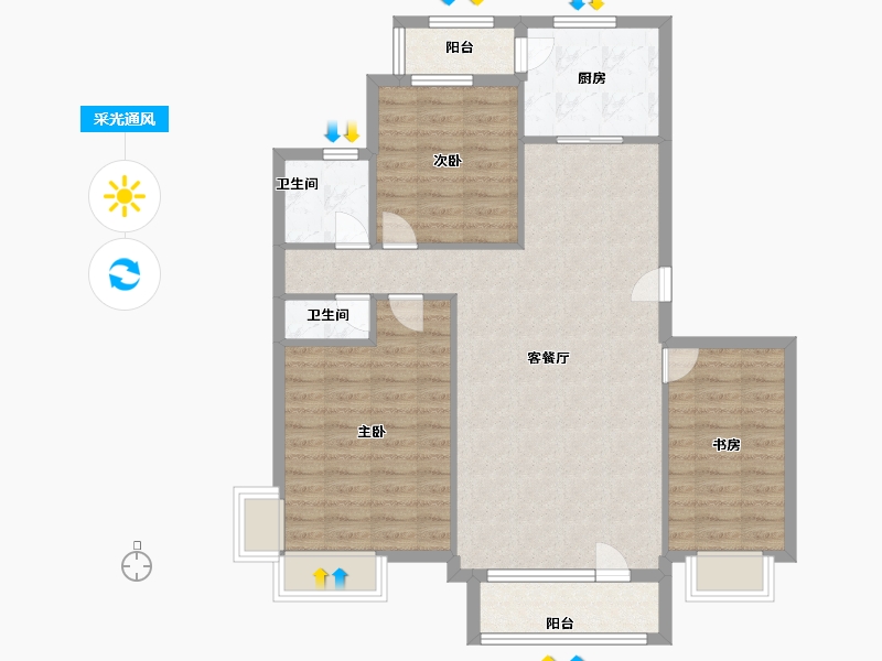 辽宁省-大连市-新星绿城5期-94.25-户型库-采光通风