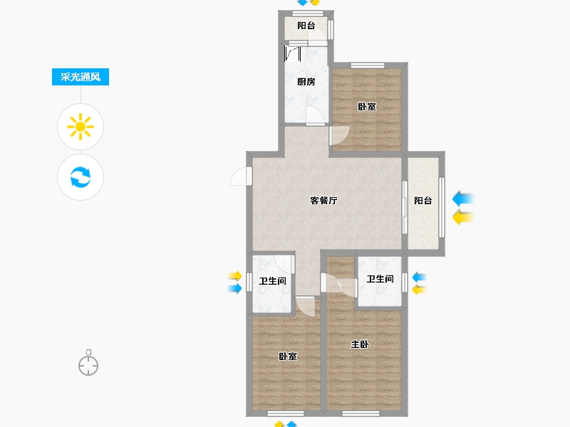 山西省-大同市-阳光西岸-94.35-户型库-采光通风