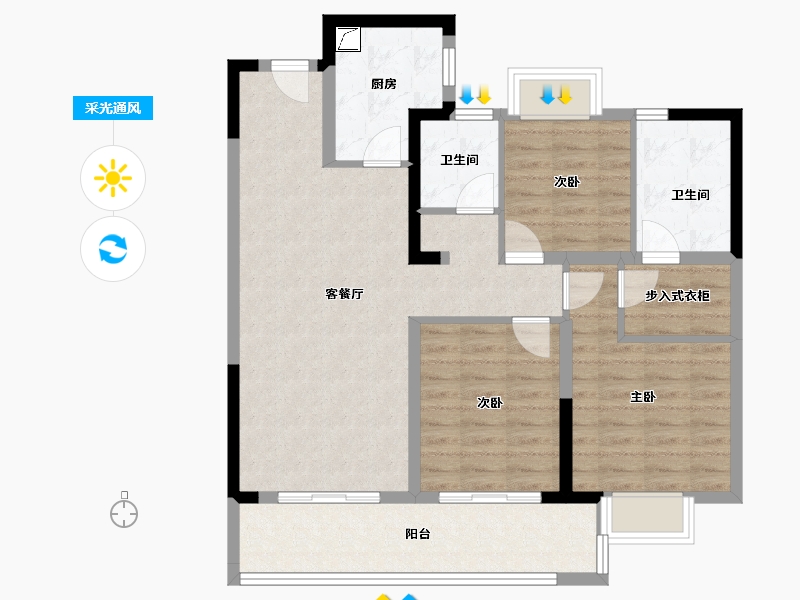 福建省-莆田市-玖玺正荣府二期-92.00-户型库-采光通风