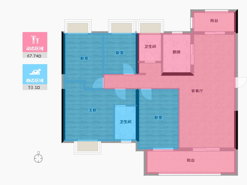 广东省-梅州市-珑玥府-113.00-户型库-动静分区