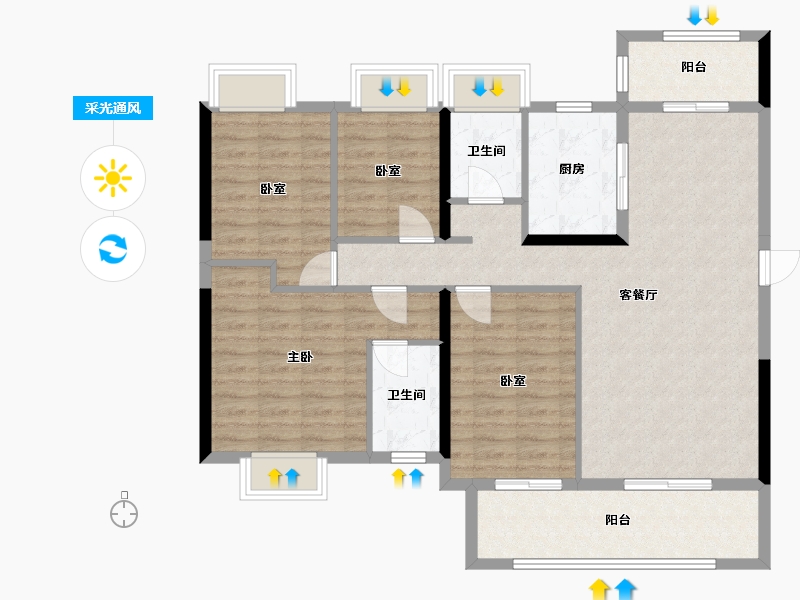 广东省-梅州市-珑玥府-113.00-户型库-采光通风