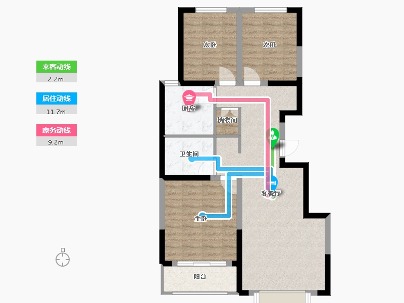 河北省-唐山市-渤海家园二期-88.23-户型库-动静线